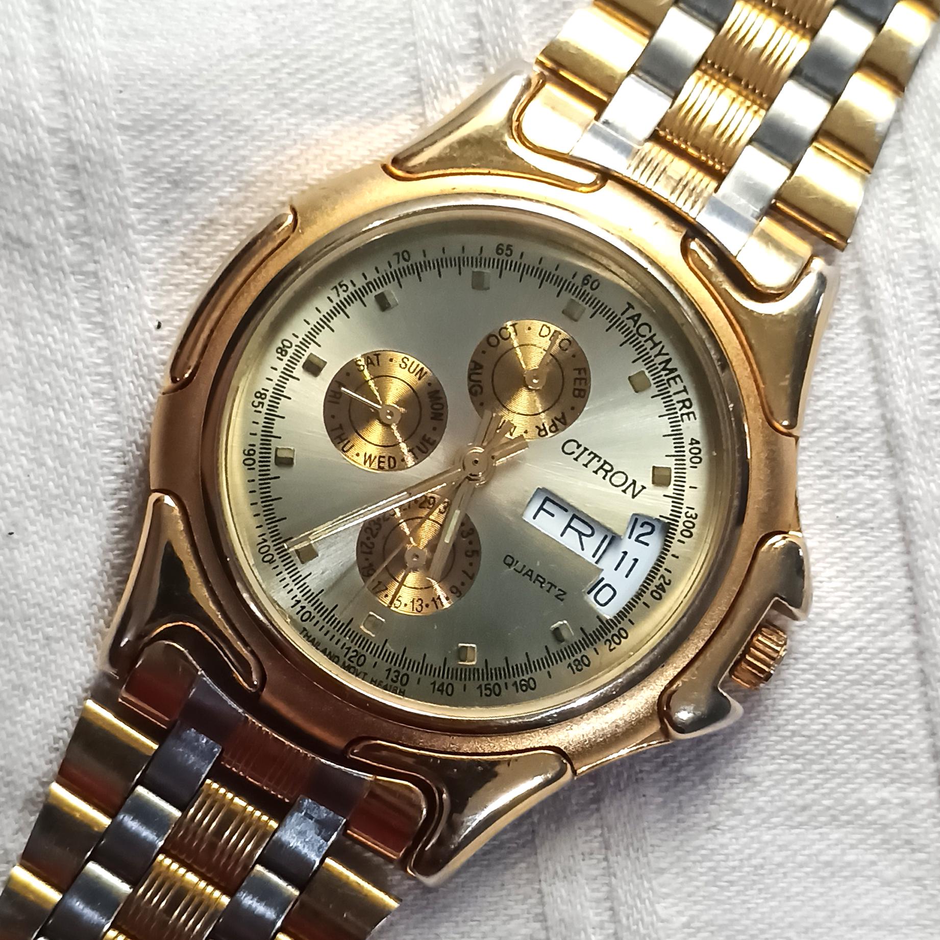 Citron Quartz Classic Gold & Silver Stretch Watch Citron Quartz Watch - Etsy main image 2