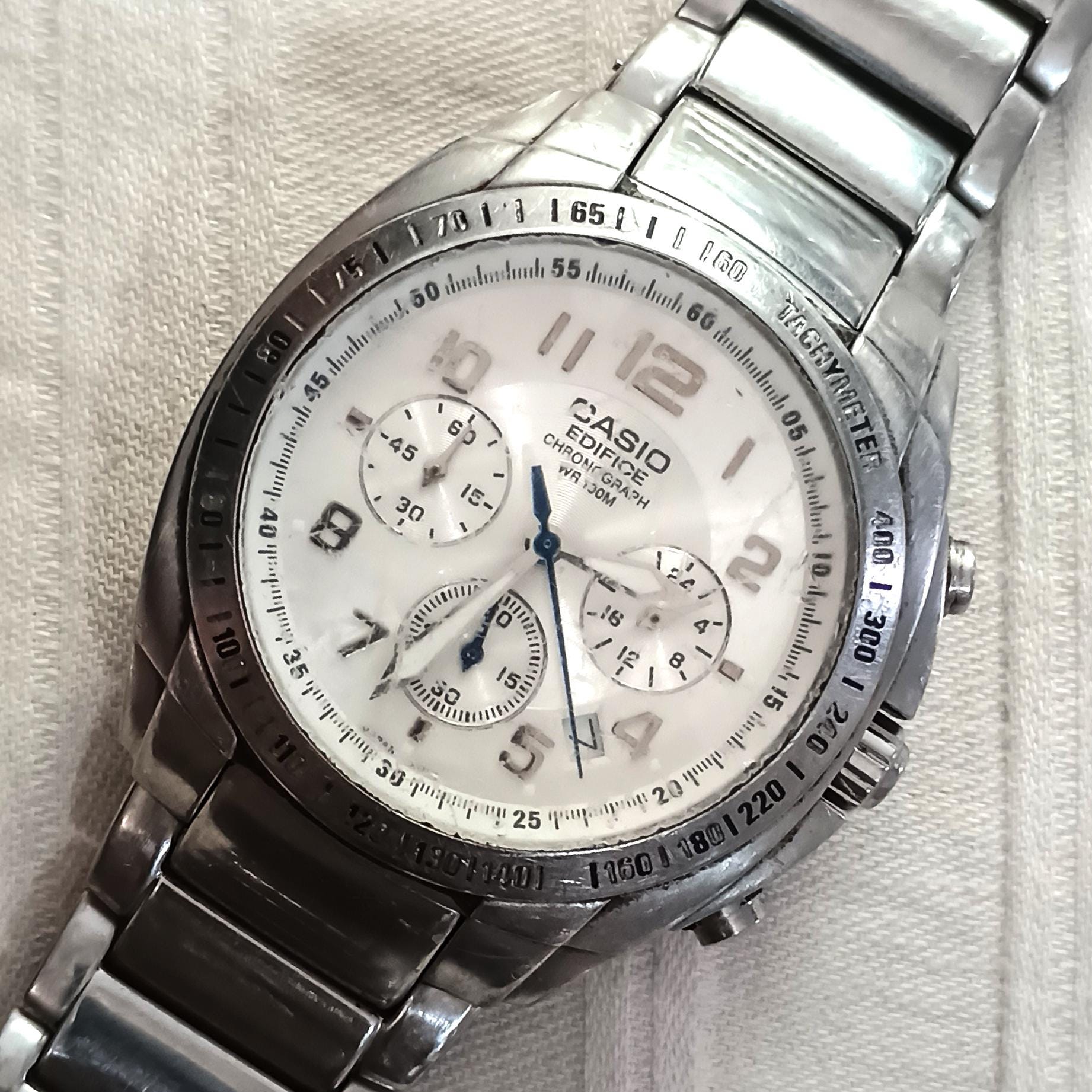 Vintage Casio Edifice EF-502 Chronograph - Silver Dial - 2003