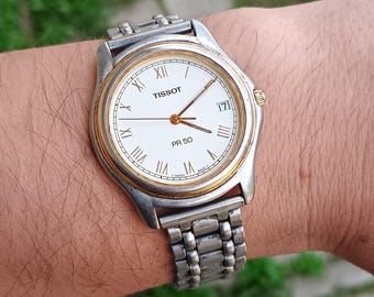 Vintage Tissot PR50 Men's Watch: Swiss Quartz, Sapphire Crystal - Etsy