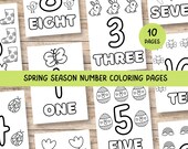 Spring Easy Simple Numbers Coloring Pages, Toddler Easter Activities Indoor that are educational, PreSchool learning, (Digital Download)