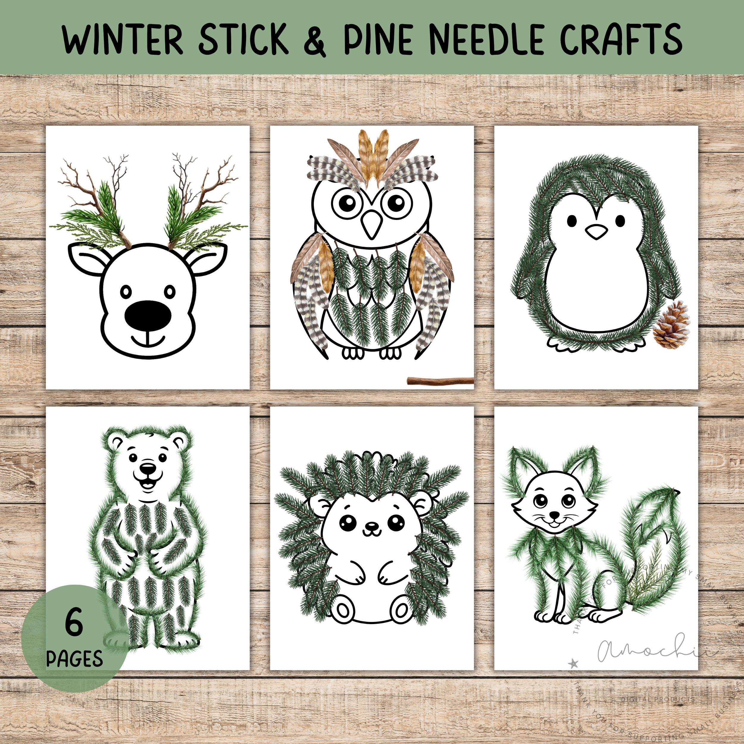 36 DIY Nature Crafts for Kids 6 Winter Nature Crafts For Kids, Stick Pine Needle Pinecones Art…