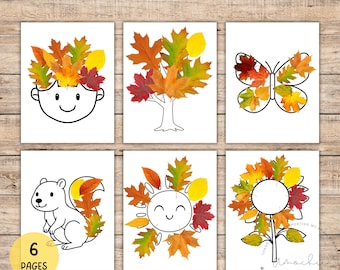 Fall Leaf Craft Activity, Autumn Season, outdoor Forest school activities, PreSchool Kindergarten, Nature Leaf Unit Study, Montessori method