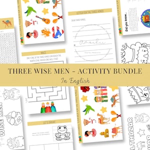 Three Wise Men Activity bundle, Three Kings Day Celebration Games and Traditions, Bible Study Sunday School Church, Carta Tres Reyes Magos