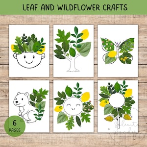 Leaf Craft Activity, Summer Spring, Outdoor Forest school, PreSchool Kindergarten, Nature Leaf Unit Study, Wildflower project, Montessori