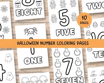 Halloween Numbers Coloring Pages, Toddler October Activities Indoor that are educational, PreSchool Number learning, Kindergarten counting