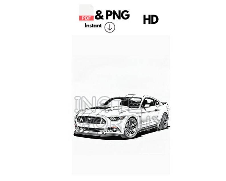 Ford Mustang Coloring Page Car Coloring Pages I Supercars - Etsy