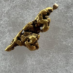 Authentic Natural Gold Nugget Dinosaur shaped  Pendant | 0.31 Troy Oz | Raw Natural Gold | Heavy Texture | Collector Grade