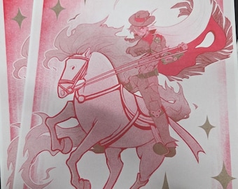BootHill Riso-print | Rode en gouden print van 8,5 x 11 inch