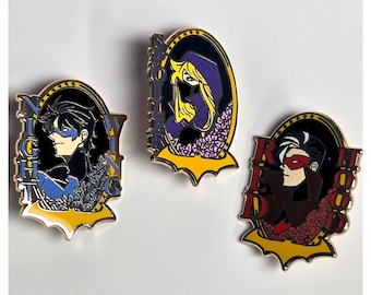 2" Batfam Enamel Pins | Nightwing, Red Hood, Spoiler