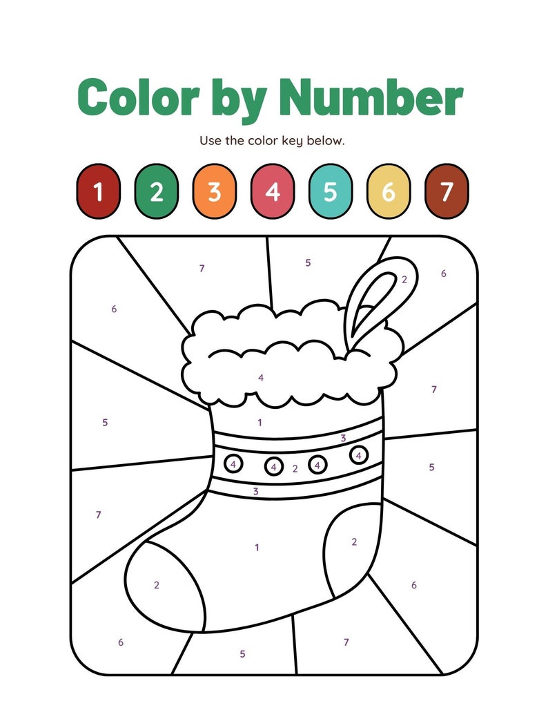 Christmas Coloring Pagescolor by Numberchristmas Color by Number - Etsy