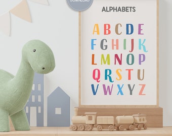 Alphabet poster digital download, educational posters for toddlers, montessori nursery, kindergarten poster, educational posters printable