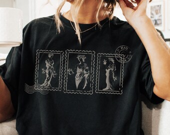 Persephone Pomegranate Dark Academia Ancient Greek Stamp Shirt Greek Mythology Greek Statue Hecate Statue Postage Stamp Shirt Divine Feminin