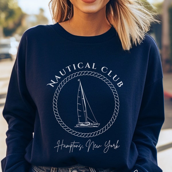 Yacht Hamptons Sweatshirt Old Money Aesthetic Clean Girl Aesthetic Ocean Inspired Style Vanilla Girl Beachy Sweatshirt Old Money Clothing