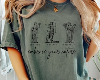 Artemis Persephone Shirt Demeter Divine Feminine Moon Goddess Greek Goddess Dress Greek Gods Ancient Greek Mythology Statue Bookish Things