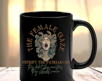 Taza feminista con la mirada de Medusa, petrificar el patriarcado, Lilith, Hécate, Hécate, regalo de mitología griega, taza de bruja, diosa griega antigua