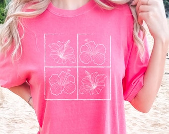 Hibiscus shirt kokosnoot meisje oceaan geïnspireerde stijl kokosnoot meisjeskleding kokosnoot meisje shirt kawaii kleding strandshirts strandshirt
