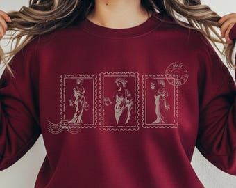Persephone Pomegranate Dark Academia Ancient Greek Stamp Shirt Greek Mythology Greek Statue Hecate Statue Postage Stamp Shirt
