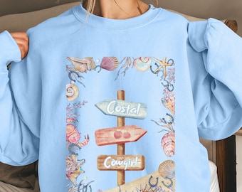 Fille de cow-girl côtière noix de coco chemise cow-girl côtière sweat-shirt plage chemise plage océan inspiré océan sweat-shirt vive les cow-girls