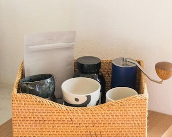Scatola portaoggetti in rattan intrecciata a mano, cestino organizzativo Boho