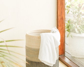 Portaoggetti per bagno/camera da letto, cestino per l'organizzazione, cesto per la biancheria, cestino in rattan Asa, cestino rotondo decorativo