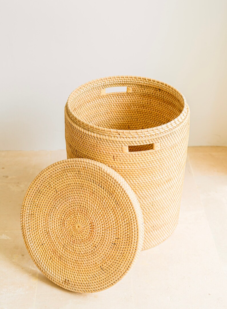 Storage & Organization Basket, Laundry Basket, Kalea Rattan Basket, Decorative Round Basket, Bedroom/Bathroom/Kids Room Storage image 8