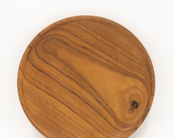 Round Plate, Teak Wooden Plate, Wooden Serving, Side Dishes Platter, Rasa Plate, Housewarming Gift Idea