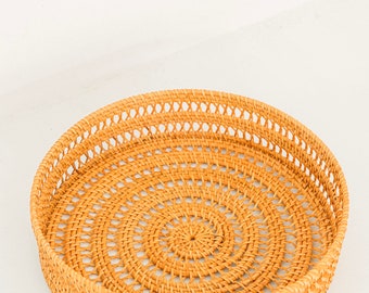Handgemaakte rotan dienblad, boho keukendecor