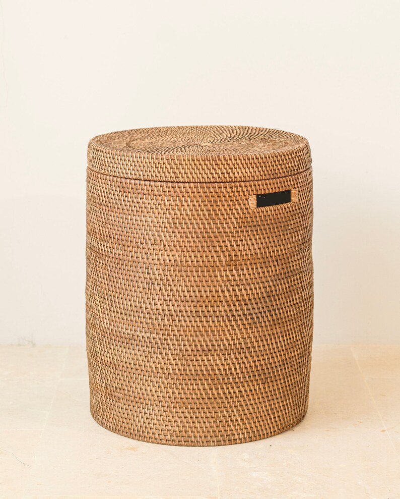 Storage & Organization Basket, Laundry Basket, Kalea Rattan Basket, Decorative Round Basket, Bedroom/Bathroom/Kids Room Storage image 4