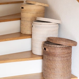 Storage & Organization Basket, Laundry Basket, Kalea Rattan Basket, Decorative Round Basket, Bedroom/Bathroom/Kids Room Storage