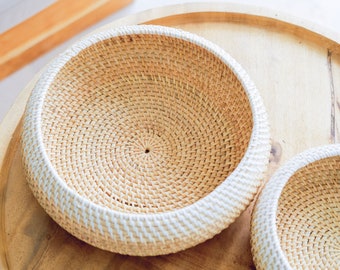 Corbeille à fruits en rotin, bol en rotin, panier décoratif en osier, bol à collations/bonbons Ara, petit panier blanc naturel, centre de table en osier