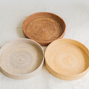 Handmade Rattan Serving Tray, Boho Kitchen & Dining Decor