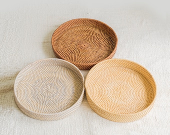Handgemaakt rotan dienblad, boho keuken- en eetkamerdecor
