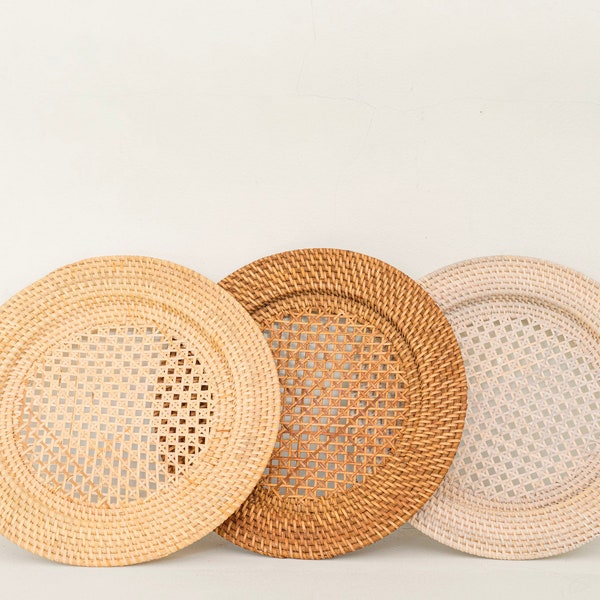 Handwoven Rattan Placemats, Boho Table Decor