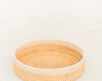 Serving Tray, Kitchen Dining Tray, Fruits Tray, Round Decorative Tray, Kamani Tray Made of Rattan, Dining/Coffee Table Centerpiece Tray