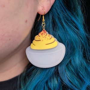 Deviled Egg Earrings: Handmade Kitsch Acrylic Food Jewelry