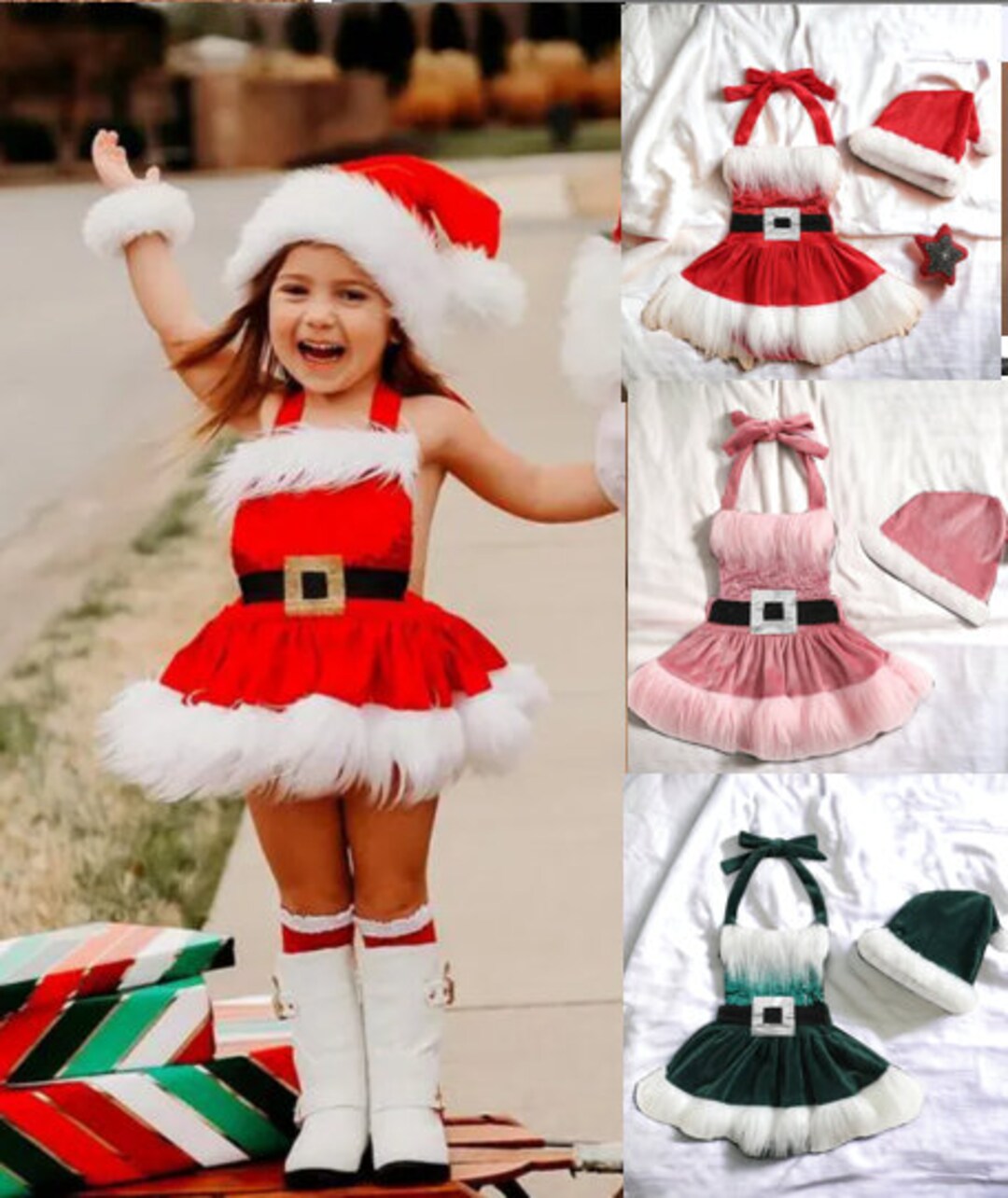 Newborn Baby Girl Christmas Outfits Sleeveless Velvet Santa Etsy