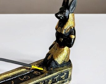 Handmade Egyptian Anubis Incense Holder – Cone & Stick Burner – Spiritual Decor for Meditation