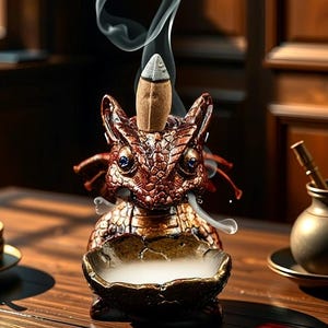 Baby Dragon Backflow Incense Burner: Resin Smoke Fountain, Witchy Decor