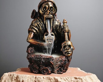 Queimador de incenso de refluxo de esqueleto - Fonte de fumaça do Ceifador para decoração gótica e de Halloween