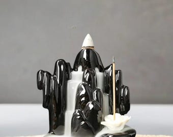 Ceramic Backflow Incense Burner: Mountain Waterfall Smoke Fountain