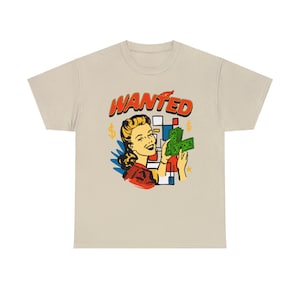 Retro Comic Tshirt - Wanted, Retro comic shirt, retro vintage shirt, vintage comic tshirt, retro tshirt