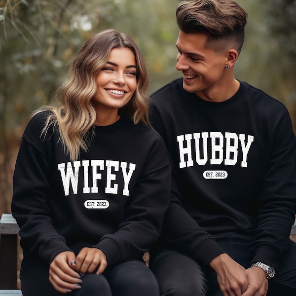 Wifey Hubby Custom, Sweatshirt, Wifey Sweatshirt, Hubby Sweatshirt, Matching Couple Sweater, Personalize Wifey Hubby Sweatshirt