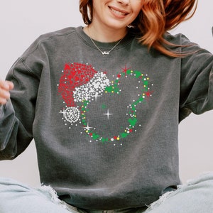 Comfort Colors® Disney Mickey Christmas Sweatshirt, Disney Christmas Sweatshirt, Christmas Party Sweatshirt, Mouse Head Christmas Sweater