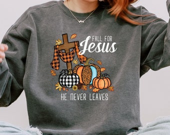 Comfort Colors® Fall For Jesus Sweatshirt, Fall Hoodie, Thanksgiving Sweater, Pumpkin Sweater, Christian Hoodie, Autumn Hoodie, Jesus Hoodie