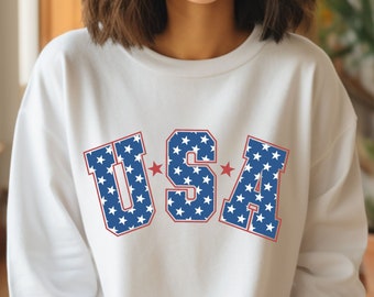 Comfort Colors® USA Sweatshirt, USA Graphic Sweatshirt, July 4 Sweater, Patriotic Crewneck, Star Hoodie, Star American Graphic Sweater