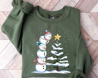 ご購入者様決定 ヴィンテージ クリスマス デザイン トレーナー 雪だるま緑きらきら雪の結晶裏起毛 おもしろ雪だるまクリスマスツリースウェットシャツ | レトロな雪の