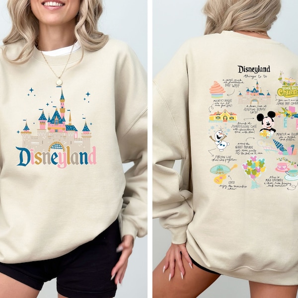 Disneyland Things To Do Back And Front Vacation Sweatshirt, Disneyland Trip Sweater, Mickey And Friends Sweatshirt, Disney Castle Hoodie