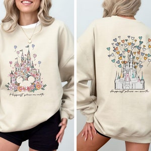 Disney Castle Floral Sweatshirt, Magic Kingdom Sweatshirt, Vintage Disney Sweatshirt, Happiest Place On Earth Sweatshirt, Disneyland Hoodie