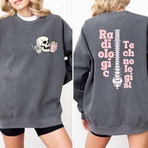 Comfort Colors Rad Tech スウェットシャツ、放射線科スケルトングラフィック