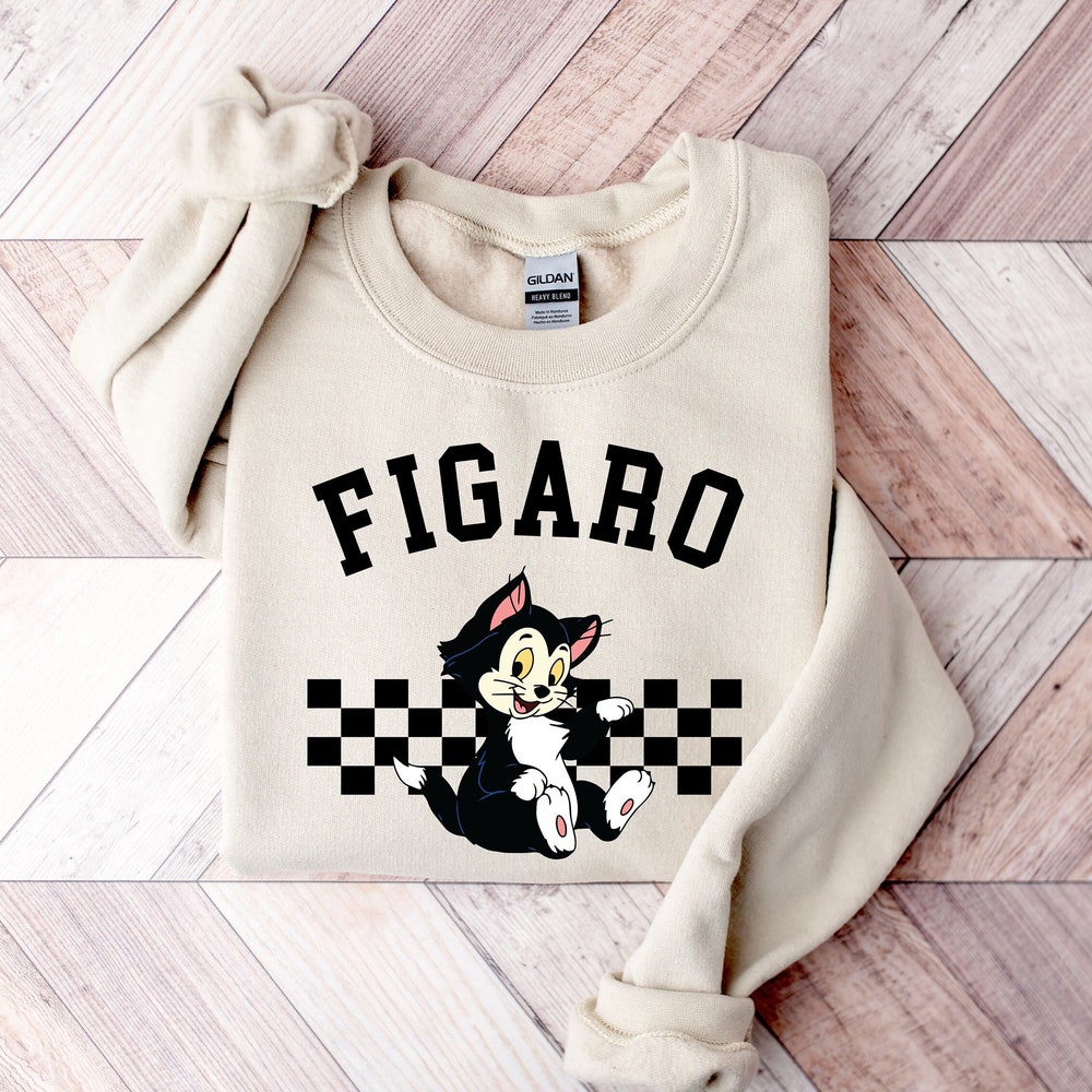 Figaro Cat Sweatshirt, Disney Cat Sweatshirt, Checkered Figaro Sweatshirt, Cat Lover Sweatshirt, Disney Sweatshirt, Cat Sweatshirt Shirttrend
